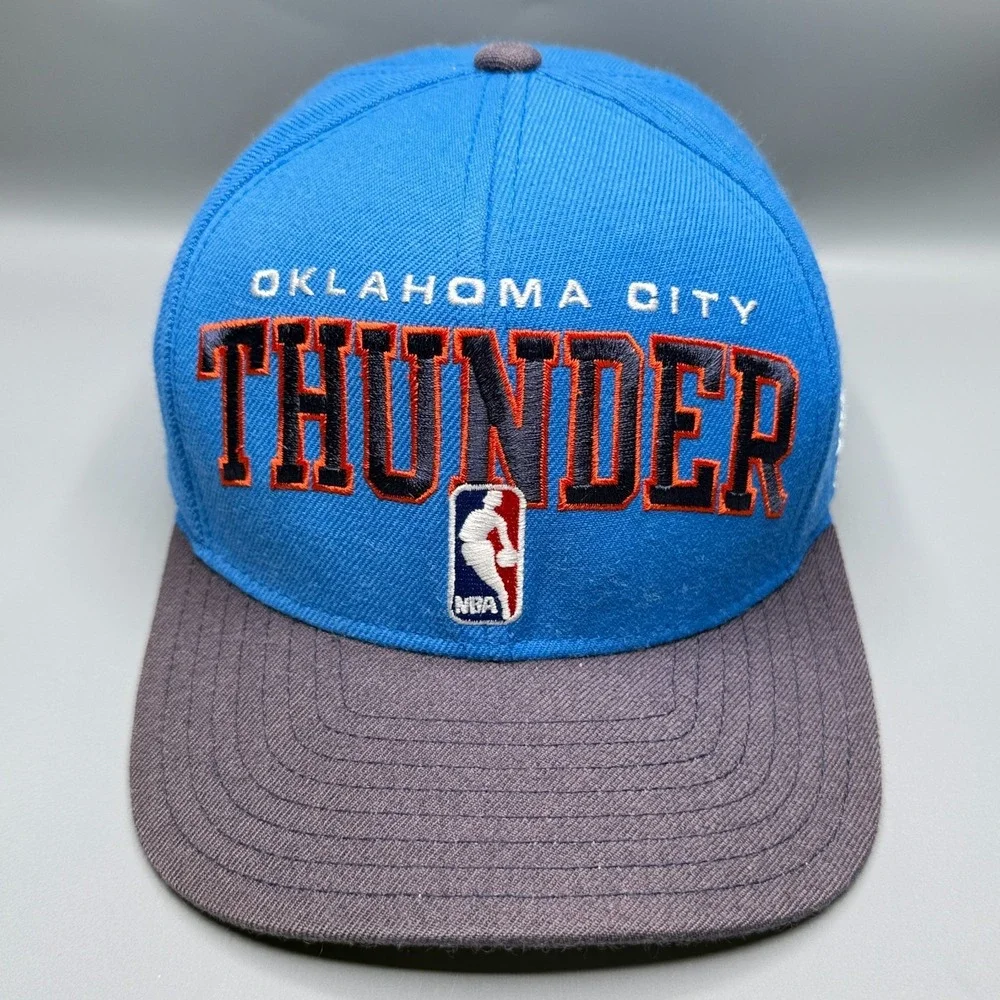 Oklahoma City Thunder Hat Adidas NBA OKC Blue Basketball Snapback Wool Cap